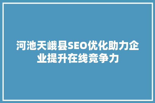 河池天峨县SEO优化助力企业提升在线竞争力