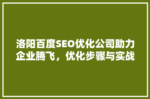 洛阳百度SEO优化公司助力企业腾飞，优化步骤与实战方法