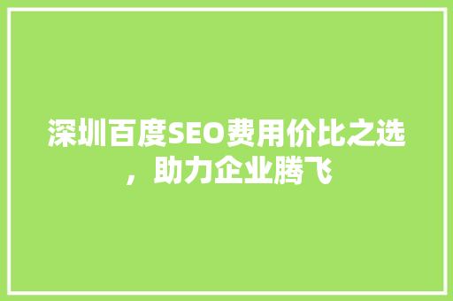 深圳百度SEO费用价比之选，助力企业腾飞