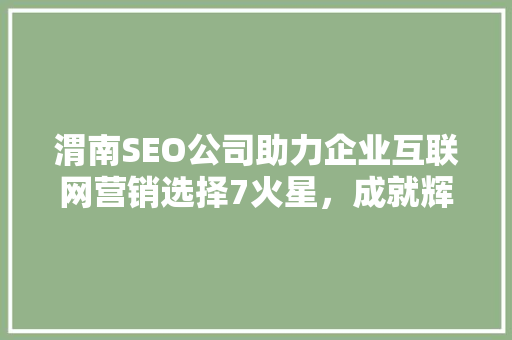 渭南SEO公司助力企业互联网营销选择7火星，成就辉煌未来