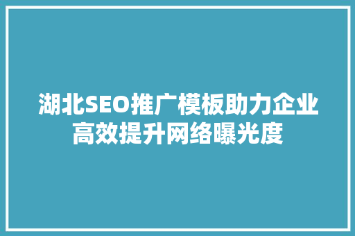 湖北SEO推广模板助力企业高效提升网络曝光度