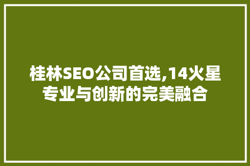 桂林SEO公司首选,14火星专业与创新的完美融合  第1张