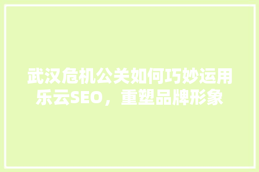武汉危机公关如何巧妙运用乐云SEO，重塑品牌形象