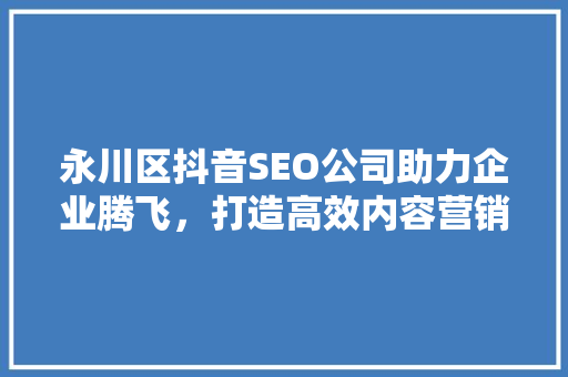 永川区抖音SEO公司助力企业腾飞，打造高效内容营销步骤  第1张