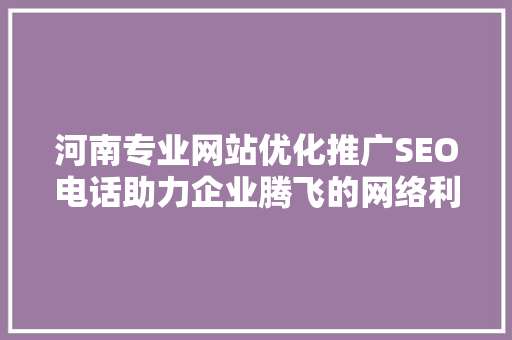 河南专业网站优化推广SEO电话助力企业腾飞的网络利器  第1张