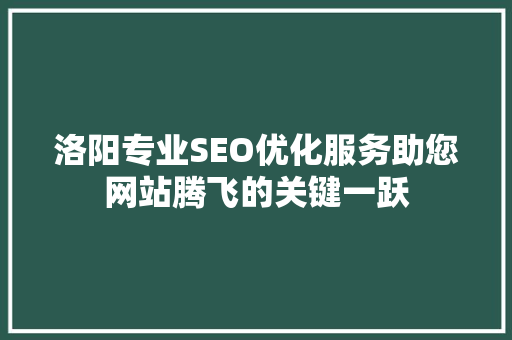洛阳专业SEO优化服务助您网站腾飞的关键一跃  第1张