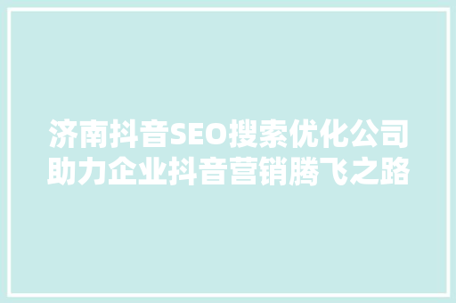 济南抖音SEO搜索优化公司助力企业抖音营销腾飞之路