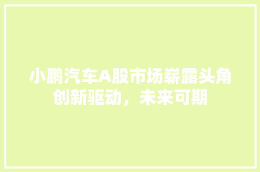 小鹏汽车A股市场崭露头角创新驱动，未来可期
