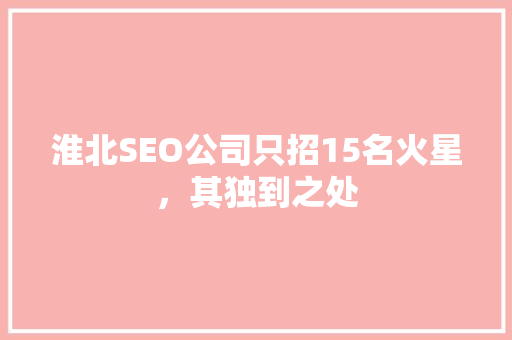 淮北SEO公司只招15名火星，其独到之处