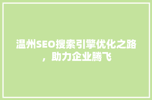 温州SEO搜索引擎优化之路，助力企业腾飞