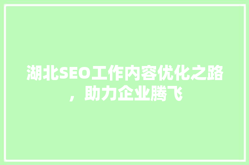 湖北SEO工作内容优化之路，助力企业腾飞