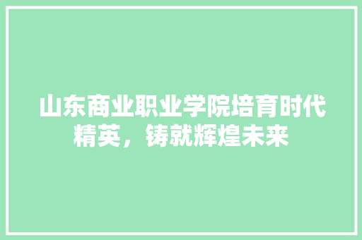 山东商业职业学院培育时代精英，铸就辉煌未来