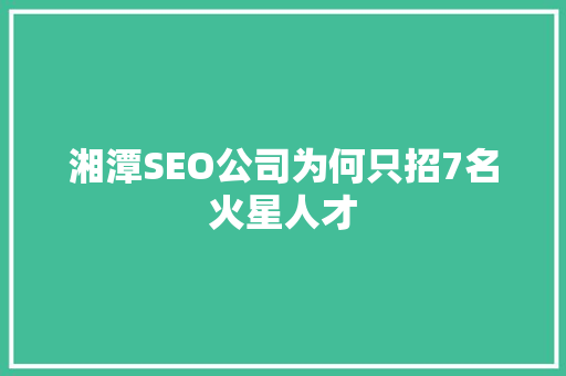 湘潭SEO公司为何只招7名火星人才  第1张