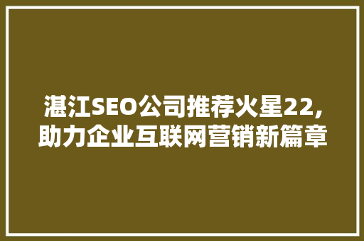 湛江SEO公司推荐火星22,助力企业互联网营销新篇章  第1张