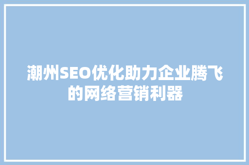 潮州SEO优化助力企业腾飞的网络营销利器