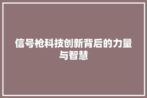 信号枪科技创新背后的力量与智慧