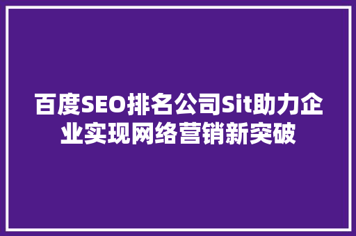 百度SEO排名公司Sit助力企业实现网络营销新突破  第1张