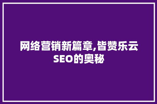 网络营销新篇章,皆赞乐云SEO的奥秘