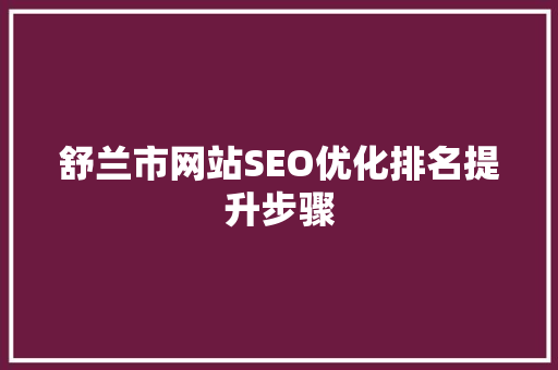舒兰市网站SEO优化排名提升步骤  第1张