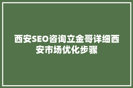 西安SEO咨询立金哥详细西安市场优化步骤  第1张