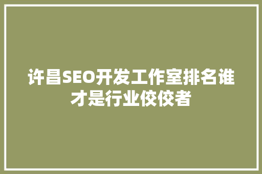 许昌SEO开发工作室排名谁才是行业佼佼者