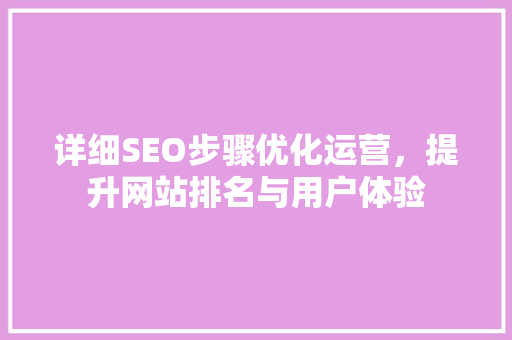 详细SEO步骤优化运营，提升网站排名与用户体验  第1张