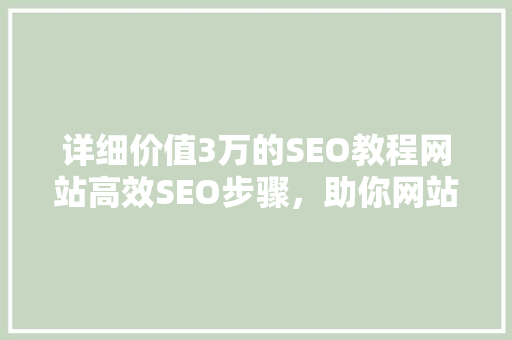 详细价值3万的SEO教程网站高效SEO步骤，助你网站排名跃升