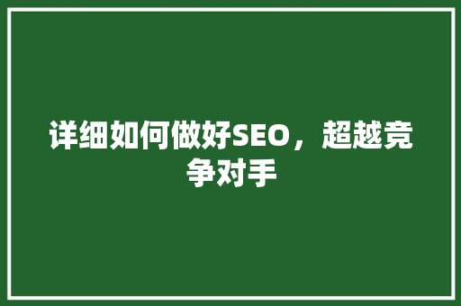 详细如何做好SEO，超越竞争对手  第1张