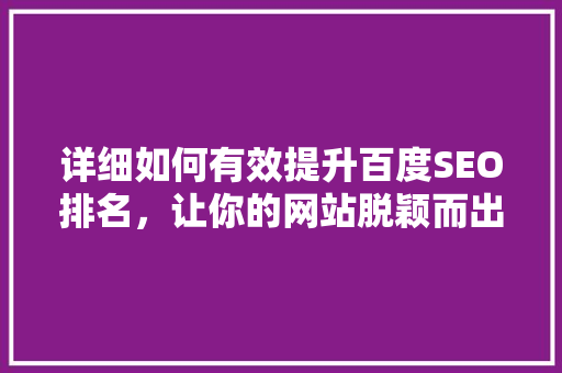 详细如何有效提升百度SEO排名，让你的网站脱颖而出  第1张