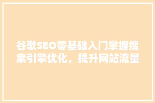 谷歌SEO零基础入门掌握搜索引擎优化，提升网站流量  第1张