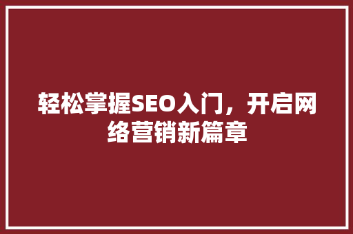 轻松掌握SEO入门，开启网络营销新篇章