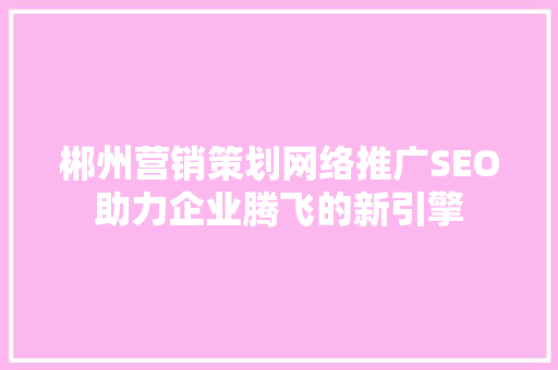 郴州营销策划网络推广SEO助力企业腾飞的新引擎  第1张