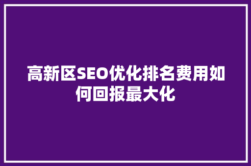 高新区SEO优化排名费用如何回报最大化  第1张