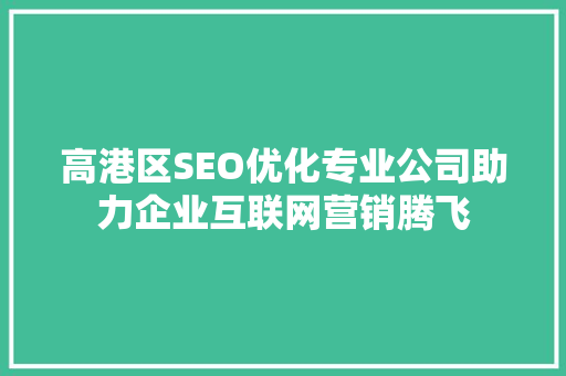 高港区SEO优化专业公司助力企业互联网营销腾飞  第1张