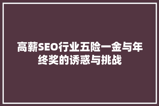 高薪SEO行业五险一金与年终奖的诱惑与挑战  第1张