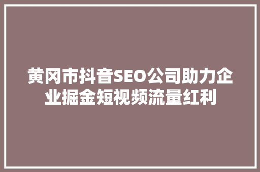 黄冈市抖音SEO公司助力企业掘金短视频流量红利  第1张