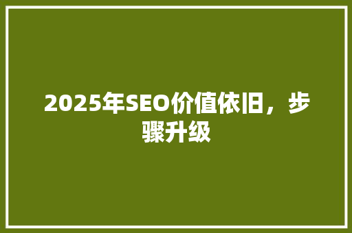 2025年SEO价值依旧，步骤升级  第1张