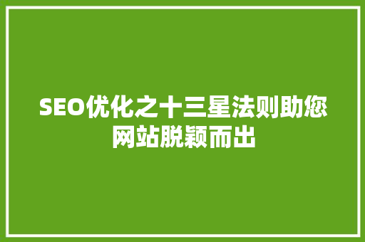 SEO优化之十三星法则助您网站脱颖而出
