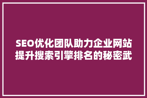 SEO优化团队助力企业网站提升搜索引擎排名的秘密武器