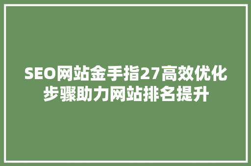 SEO网站金手指27高效优化步骤助力网站排名提升