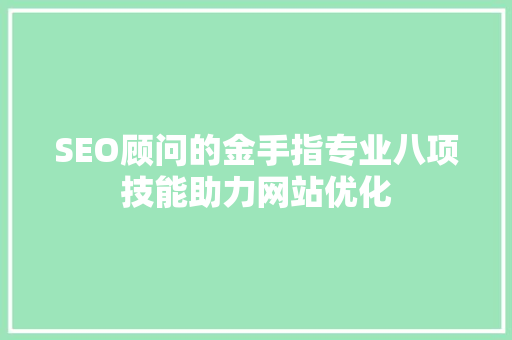 SEO顾问的金手指专业八项技能助力网站优化