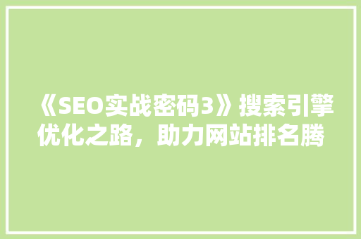 《SEO实战密码3》搜索引擎优化之路，助力网站排名腾飞