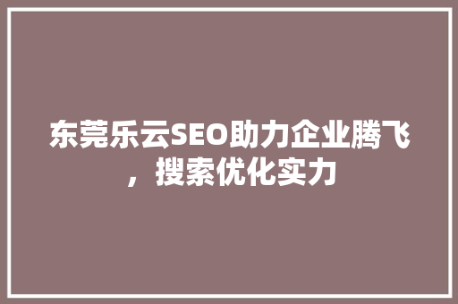 东莞乐云SEO助力企业腾飞，搜索优化实力