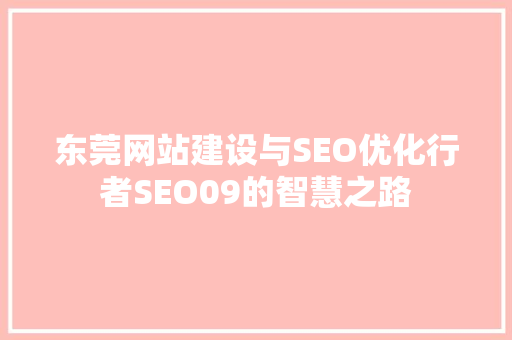 东莞网站建设与SEO优化行者SEO09的智慧之路