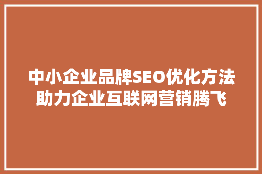 中小企业品牌SEO优化方法助力企业互联网营销腾飞