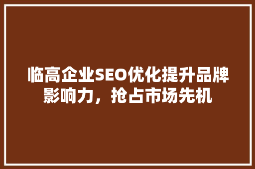 临高企业SEO优化提升品牌影响力，抢占市场先机