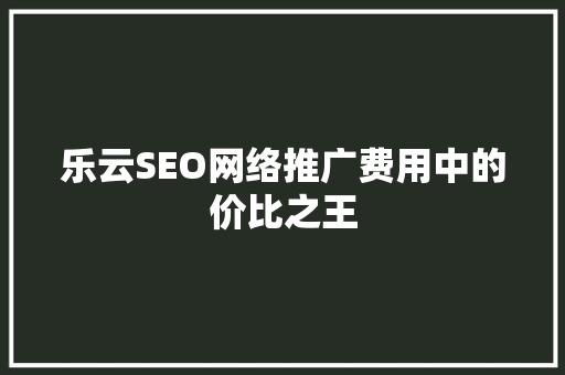乐云SEO网络推广费用中的价比之王