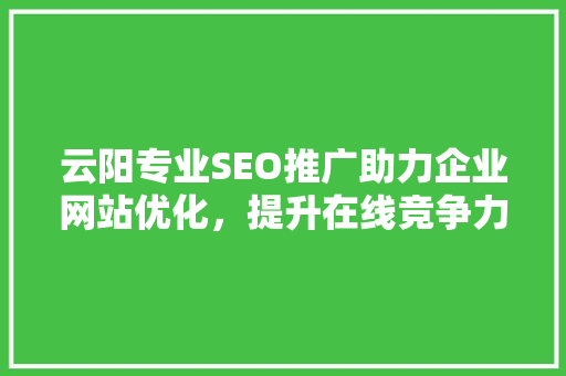 云阳专业SEO推广助力企业网站优化，提升在线竞争力