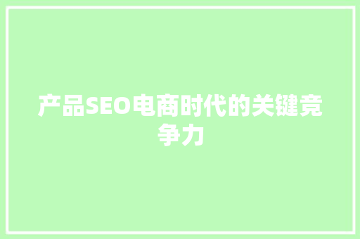 产品SEO电商时代的关键竞争力