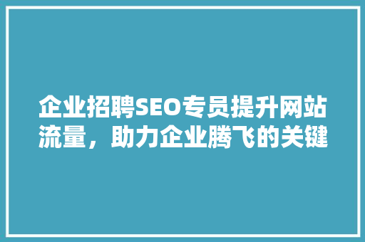 企业招聘SEO专员提升网站流量，助力企业腾飞的关键一步